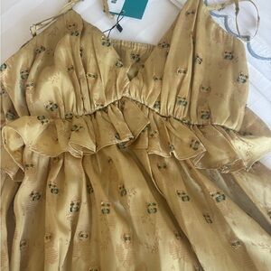 Amazing Saint Art Gold Ruffled Dress